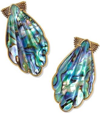 Kendra Scott Alexa Statement Womens Earring Womens Earring Vintage Gold Abalone Shell, Brass