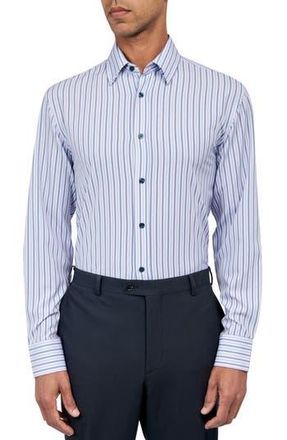 W.R.K Regular Fit Stripe Performance Stretch Dress Shirt in Purple/Blue at Nordstrom Rack, Size 15.5
