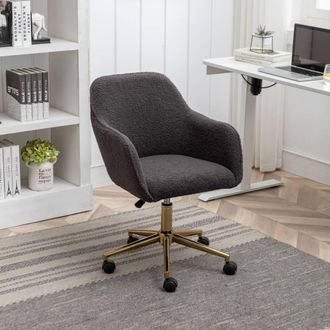 Direct Wicker Teddy Fabric Material Adjustable Height Swivel Home Office Chair in Dark Grey | Size: 1 Pack