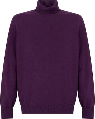 Fedeli Pullover met hoge hals - Heren - Coltruien - Paars - 3XL - Kasjmier - Truien & Vesten