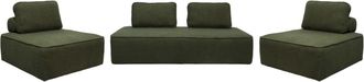 Sweeek Sof&aacute; modular en tejido borreguito, 4 plazas, verde kaki