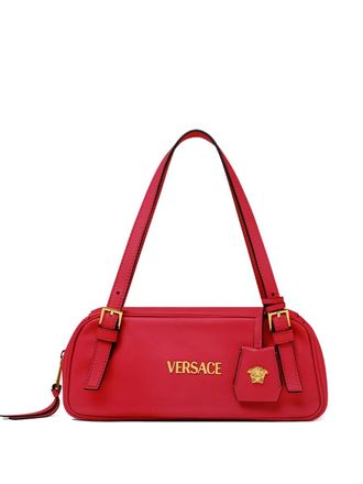Versace Tag Bowling buckle-detail shoulder bag - women - Calf Leather - One Size - Red