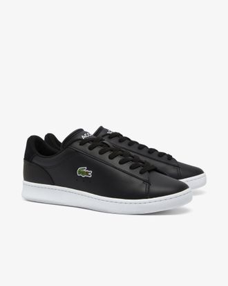 Lacoste Mens Logo Detail Trainers in Black Leather - Size UK 10