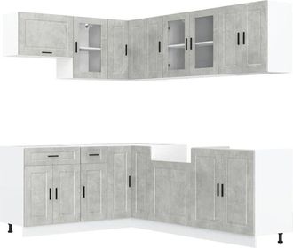 vidaXL Vidaxl - Mueble Cocina Porto Gris Hormig&oacute;n 11 Pzas Madera Contrachapada