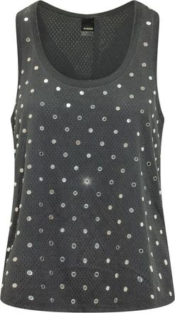 Pinko Perforated Crew Neck Tank Top - Dames - Tops zonder mouwen - Zwart - S - Polyester - Tops