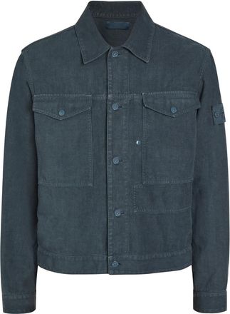 Stone Island Ghost Logo Linen-blend Overshirt - Blue - XL