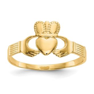 Diamond2Deal 14k Yellow Gold Ladies Claddagh Ring