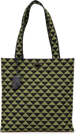 Prada Pre-owned Womens Geometric Patterned Tote - Khaki Textile - One Size
