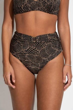 Pour Moi Samoa High Waist Tummy Control Brief Bikini Bottom In Black/gold