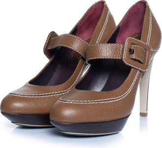 Celine Pre-owned Womens Leather platform pump with strap in brown - Size EU 37