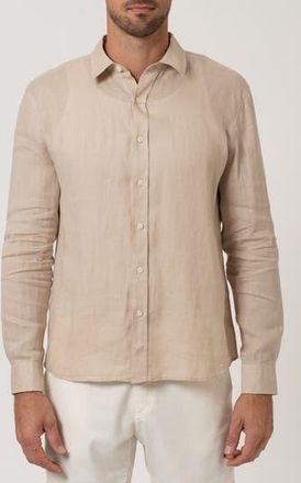 Mavi Long Sleeve Linen Button-Up Shirt in Feather Gray at Nordstrom Rack, Size Xx-Large