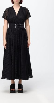 Meimeij A-Line Midi Dress in Openwork Cotton with Belt