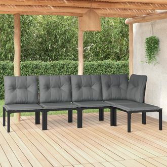 vidaXL Juego De Muebles De Jard&iacute;n 5 Pzas Rat&aacute;n Sint&eacute;tico Negro Y Gris Vidaxl
