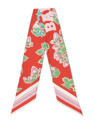 Bally Sjaal met aardbeiprint - Rood