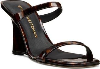 Stuart Weitzman Vinnie 85 Patent Leather Wedge Slide Sandal in Classic at Nordstrom, Size 8.5