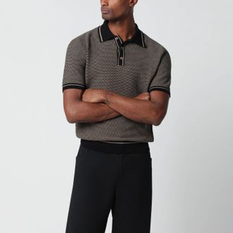Tagliatore Brown Polo Shirt With Jacquard Pattern