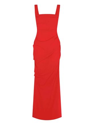 Paris Georgia square-neck draped maxi dress - Red