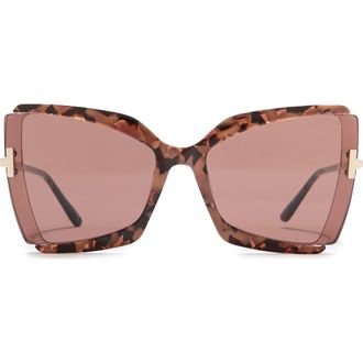 Tom Ford Gia 63mm Cat Eye Sunglasses in Coloured Havana /Violet at Nordstrom Rack