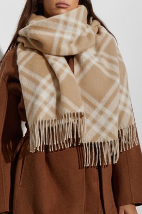 Burberry Wool Scarf, Unisex, Cream