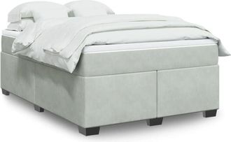 vidaXL Vidaxl - Cama Box Spring Con Colch&oacute;n Terciopelo Gris Claro 140x190 Cm