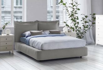 Dmora Dmora - Cama Matrimonial Dbonn, Cama Contenedor Con Revestimiento De Tela, 100% Made In Italy, Apertura Frontal, Adecuado Para Colch&oacute;n 160x190 Cm, Gri