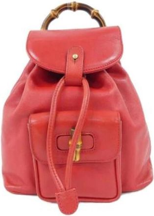 Gucci Pre-owned Backpacks, female, Red, Size: ONE SIZE Pre-owned Leather gucci-bags