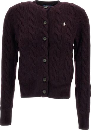 Polo Ralph Lauren Kabelgebreide Cardigan - Dames - Truien - Paars - Maat: XS Wol