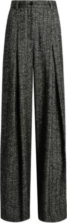 Dolce & Gabbana High-Waisted Geplooide Wijde Pijpen Broek - Dames - Wijde Broeken - Grijs - M - Wol - Broeken