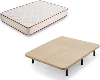 HOGAR 24 Rt50 - Colch&oacute;n Viscoel&aacute;stico + Base Tapizada Con Patas, Medida 160x180 Cm, Anti-acaros, Con Tejido 3d Y Aloe Vera, Gama Prestige Hotel