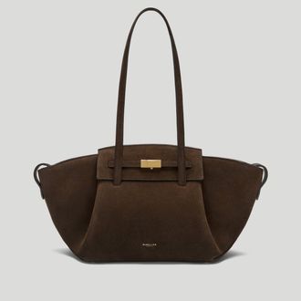 DeMellier The Midi Brooklyn in Mocha Suede Leather Shoulder bag