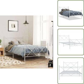 vidaXL Letto con supporto - vidaXL Giroletto con Testiera e Pediera Metallo Bianco 100x200 cm - Letto con doghe in metallo