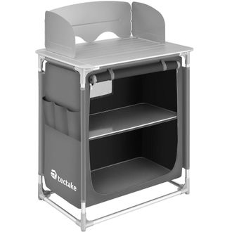 TecTake Cocina de camping 76 x 535 x 107 cm aluminio gris