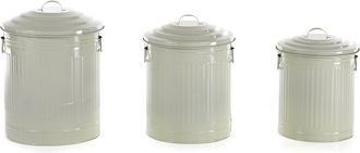 tomasucci Set of 3 AMERIKA waste bins, ivory