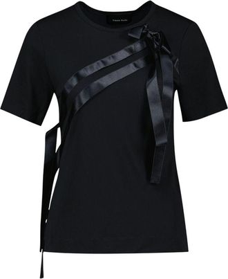 Simone Rocha Womens Bow Sash Detail T-Shirt Black Lyocell