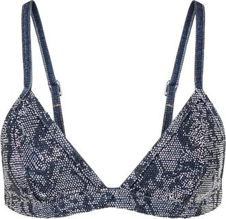 Liu Jo Denim Bralette met Strass - Dames - Bikinis - Blauw - M - Denim - Badmode
