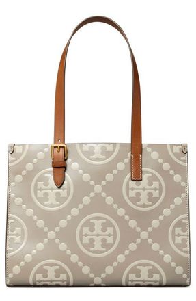 Tory Burch Small T Monogram Contrast Embossed Tote in Longan/new Cream at Nordstrom
