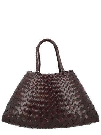 Dragon Diffusion Dark Brown Triangular Woven Leather Handbag