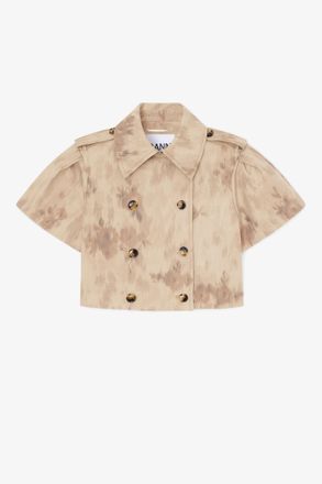 Ganni Warm Sand Jacket in Printed Cotton - Size 34 Organic