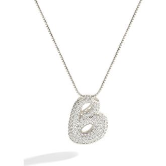 Mint & Lily Pave Bubble Initial Necklace in Silver /Letter B at Nordstrom