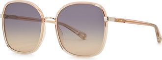 Chloé CHLOÉ Franky Gold-tone Square-frame, Sunglasses, Blue & Yellow - Orange