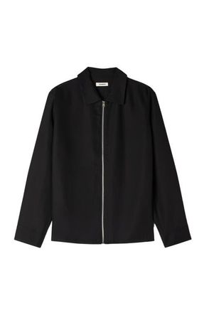 Sandro Loose-fit zip-up shirt in Black at Nordstrom, Size X-Small