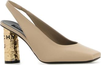Givenchy Womens Leather Tape Slingback Pump Beige Calf