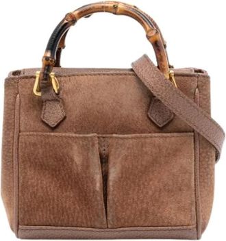 Gucci Pre-owned Handbags, female, Brown, Size: ONE SIZE Pre-owned Suede Handbag