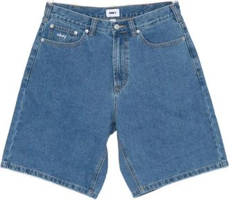 Obey Bigwig Baggy Denim Short - Heren - Denim shorts - Blauw - W28 - Denim - Korte Broeken