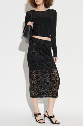 Versace Jeans Couture Lace Skirt, Womens, Black