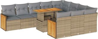 vidaXL Set Sof&aacute;s Jard&iacute;n Y Cojines 11 Pzas Rat&aacute;n Sint&eacute;tico Acacia Beige Vidaxl
