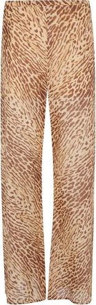 Zimmermann Broeken, Dames, Beige, S, Katoen, Bruine Luipaardprint Bias Broek Aw 25