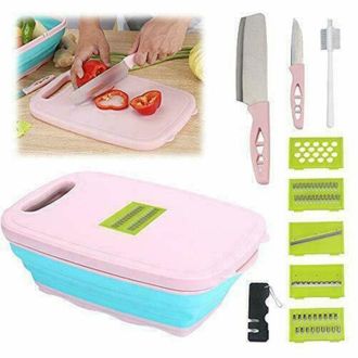 Trade Shop Trade Shop - Tagliere Multifunzione 9 In 1 Pieghevole Affetta Verdure Coltelli Cucina