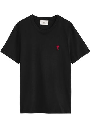 Ami Ami Paris Logo-embroidered Cotton T-shirt - Black - XL