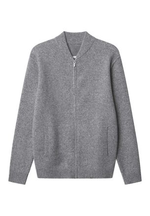 Colours & Sons Strickpullover COLOURS & SONS colours & sons Strickjacke Bomberjacket, Herren, Gr. L, grau, Obermaterial: 67% Wolle WO. 33% Nylon NY., Pullover Strick